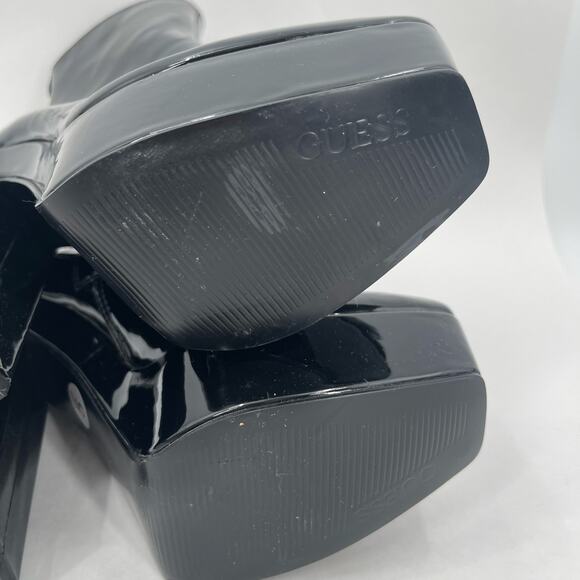 Guess Byra Boots SZ 5 Zipper Block Heel NEW Platform Booties Black Patent NWOT - Picture 7 of 16